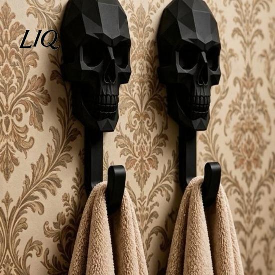 Gaming Room Wall Hanger 2Pcs Hook Up, 3D Printed Skull Design Hooks, No Drilling Decorative Mount Hanger, Waterproof Bathroom Storage for Towels Hats
