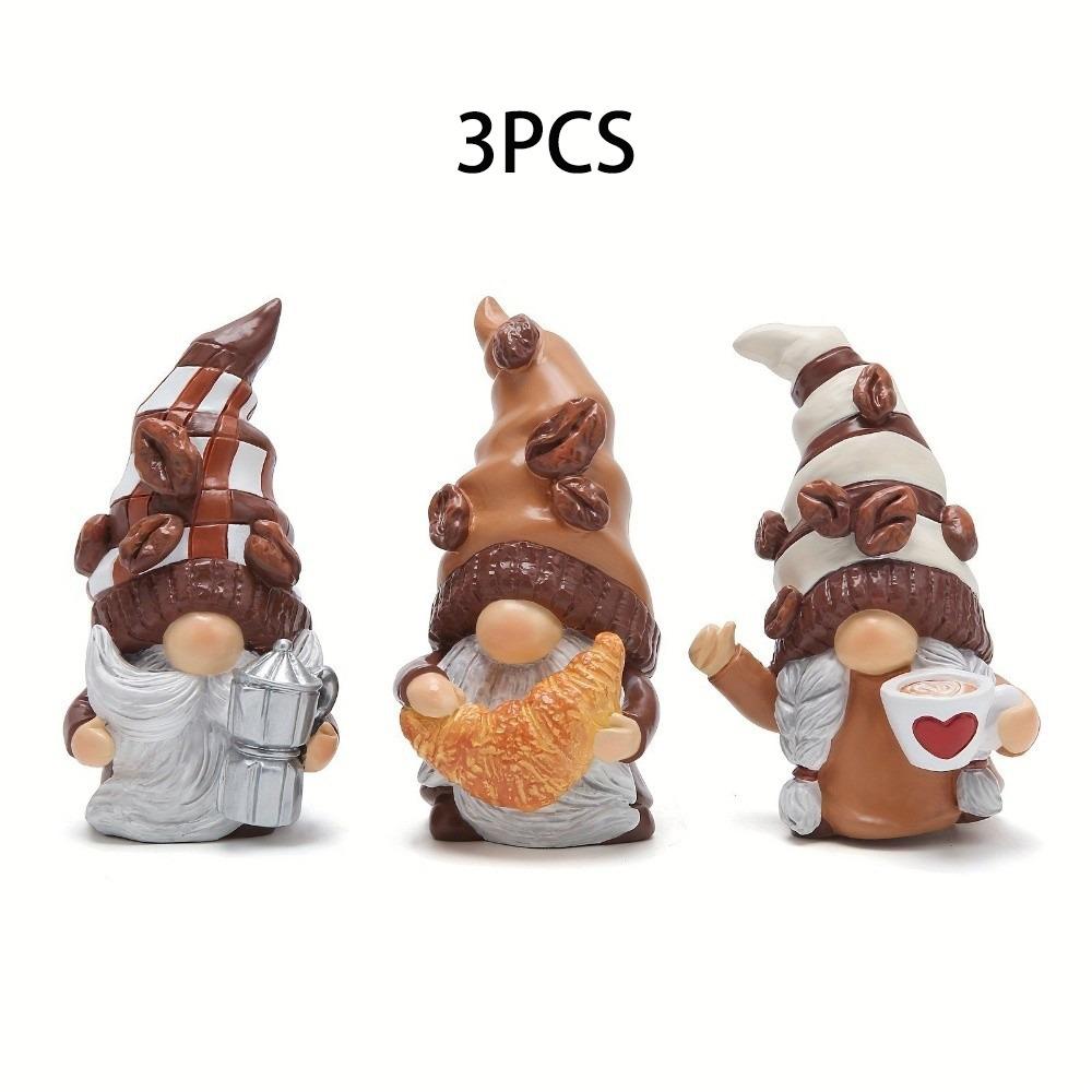 1/3PCS Gifts Handmade Coffee Gnome Coffee Theme Resin Dwarf Figurine Christmas Ornament Coffee Mini Desktop Decor