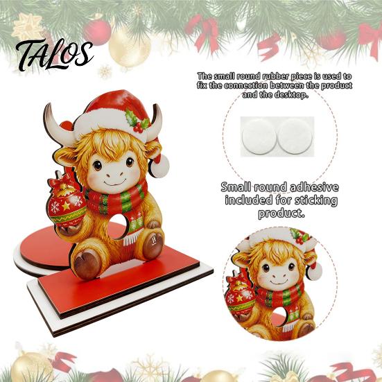 Wooden Kitchen Roll Dispenser Christmas Paper Towel Holder, Decorative Vertical Dispenser, Holder Stable Weighted Base Organizer for Holiday