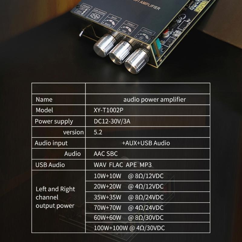 T1002P 100W x2 Digital Amplifier Board TPA3221 and 3116 Powerful Output And Bass Treble Adjustment For Home Theater