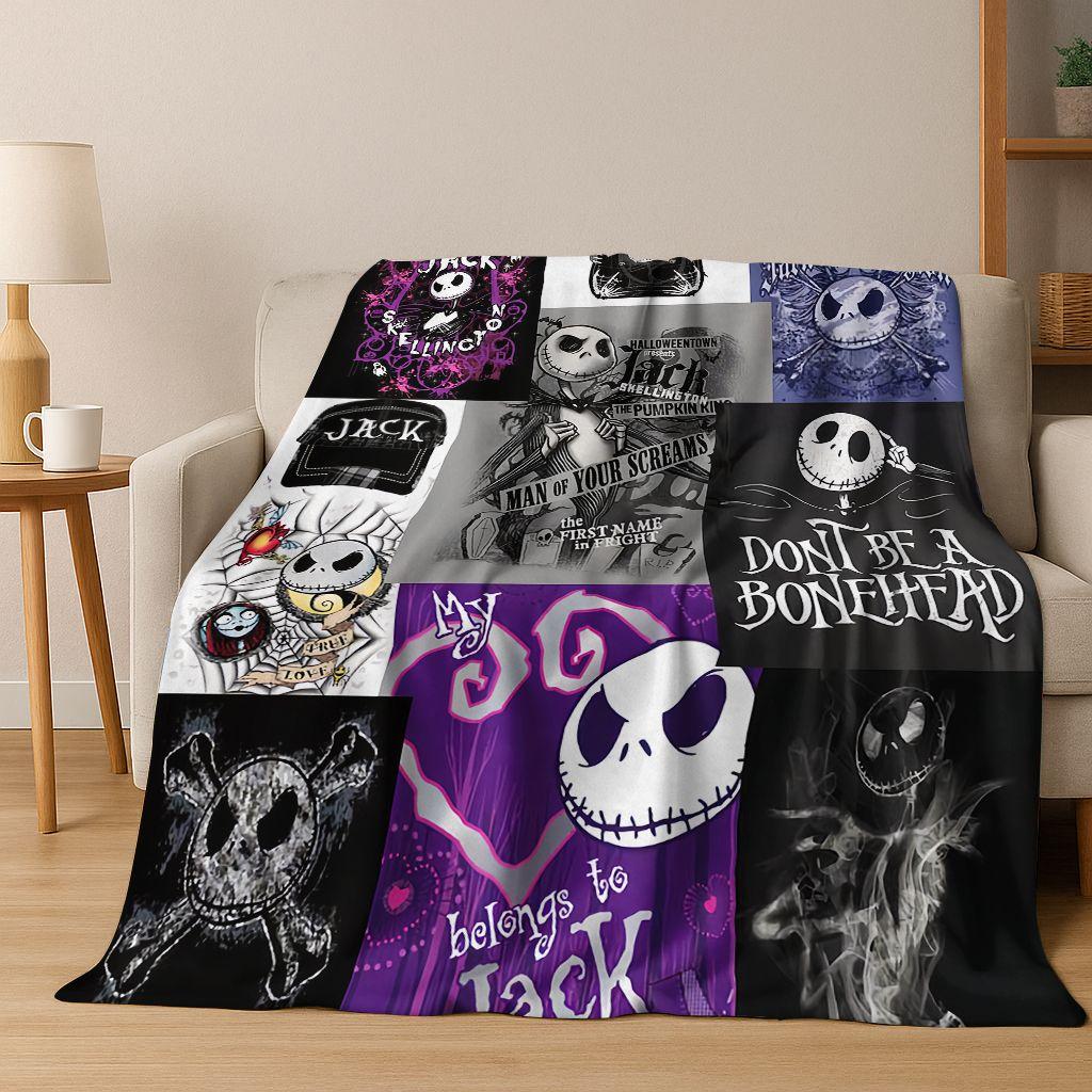 2026 New The Nightmare Before Christmas Jack Cartoon Flannel Blanket,Warm and Cozy Soft Throw Blanket for Home Bedroom Bed Sofa