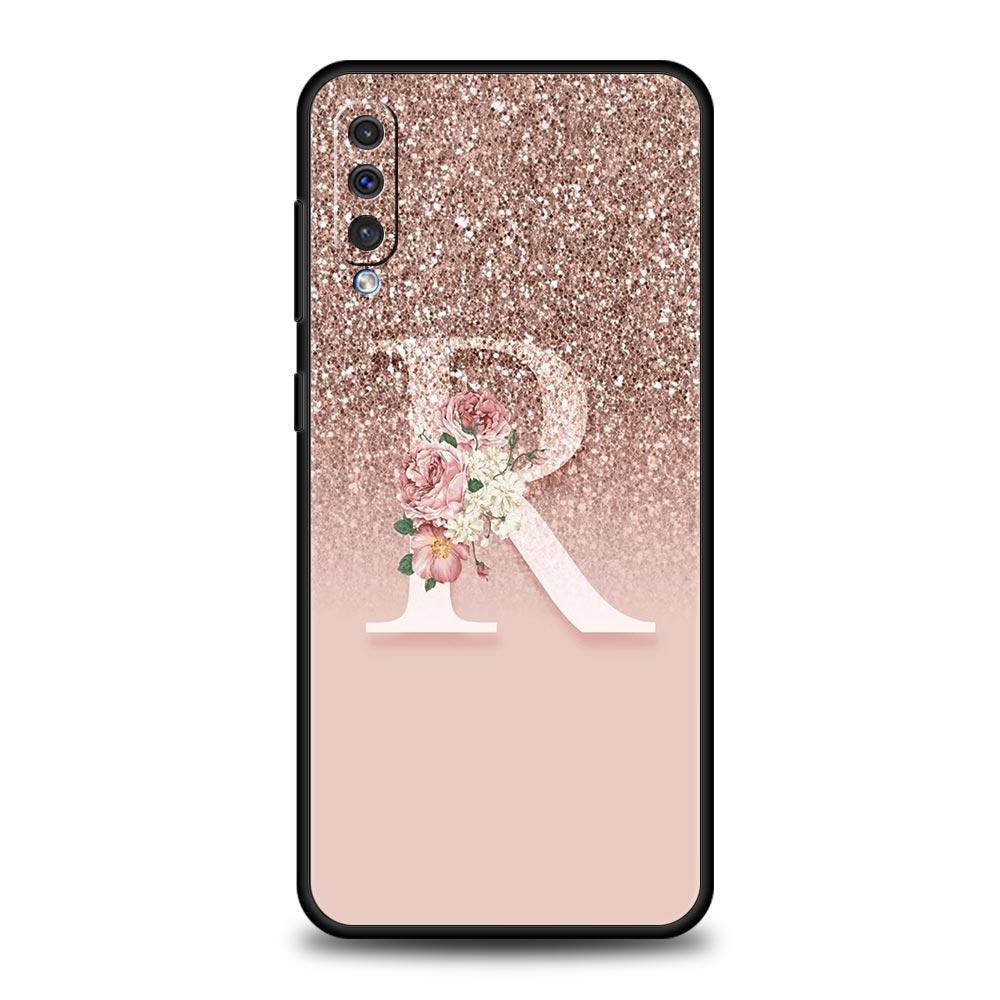 Letter Pink Shiny Phone Case For Samsung Galaxy A56 A36 A26 A34 A17 A16 A06 A14 A12 A54 A72 A24 A22 A20e A52 A50 A40 A32 Cover