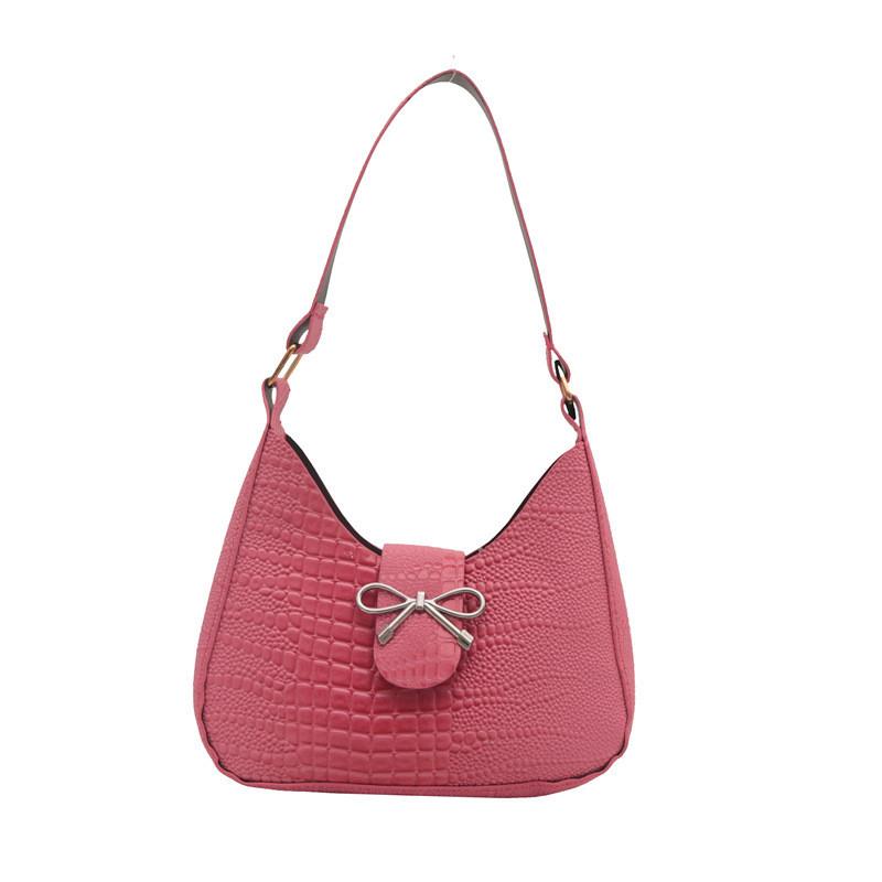 Elegant Bow Detail Handbag For Women Stylish 2024 Autumn Fashion Shoulder Bag In Black Pink Green And Cream