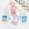 Music Player ID Card Holder with Spring Rope Heart Charm for Women Girls Kid Colorful Bus Subway Credit Card Protector Shell