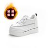 Muffin Platform White Shoes Women's Autumn New Leather Breathable Small Inner Height Increase 8 Casual Board Shoes