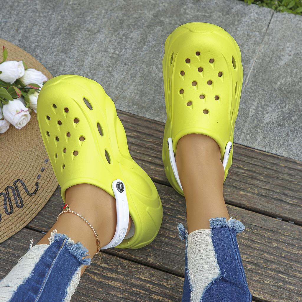 Fashion Mix Color Chunky Platform Clogs for Women Summer 2024 Soft Thick Bottom Beach Sandals Shoes Woman Non Slip Eva Wedges Slippers