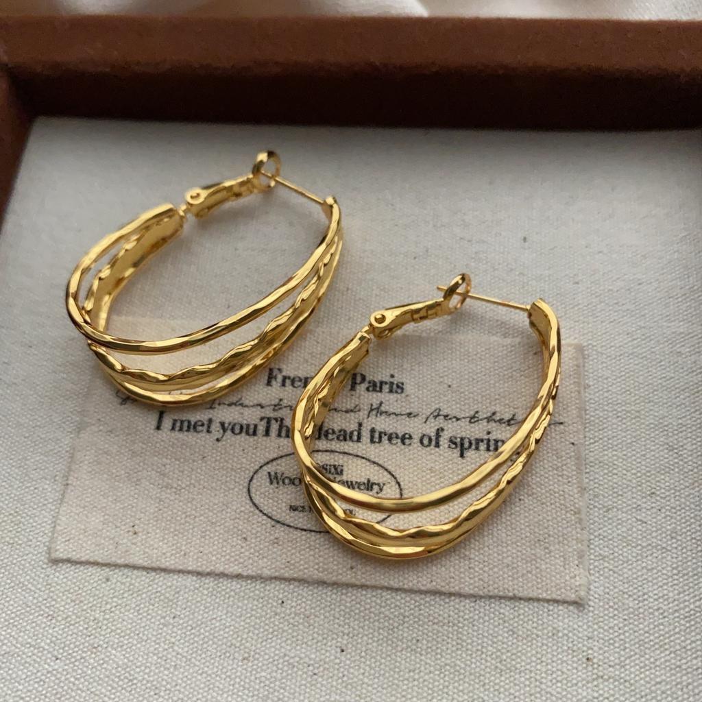 Multi-layer Elliptical Geometric Ring Earrings, Ear Buckles, Modern Minimalist Style, Light Luxury, Fashion and High-end Sense,personalized Earrings