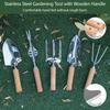 10Pcs Gardening Tool Set Folding Stool Storage Tote Bag Stainless Steel Wooden Handle Planting Weeding Yard Kit