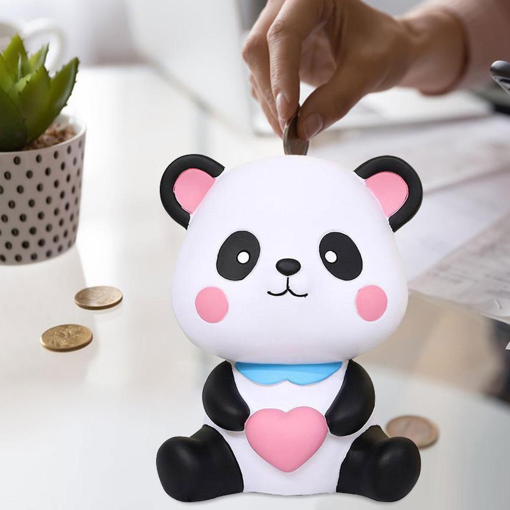 Panda Statue Animal Statue Valentine's Day Ornament Cartoon Lovely Money Bank Saving Money Box for Children Birthday Gift