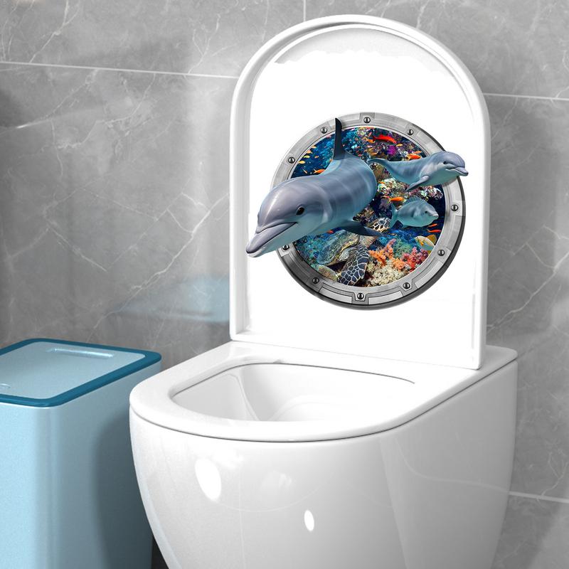 Urocze Naklejki 3D Naklejka Ścienna Okno Łodzi Podwodnej Rekin Świat Morski Zwierzęta Wodoodporne Naklejki Łazienkowe Dekoracja Domu