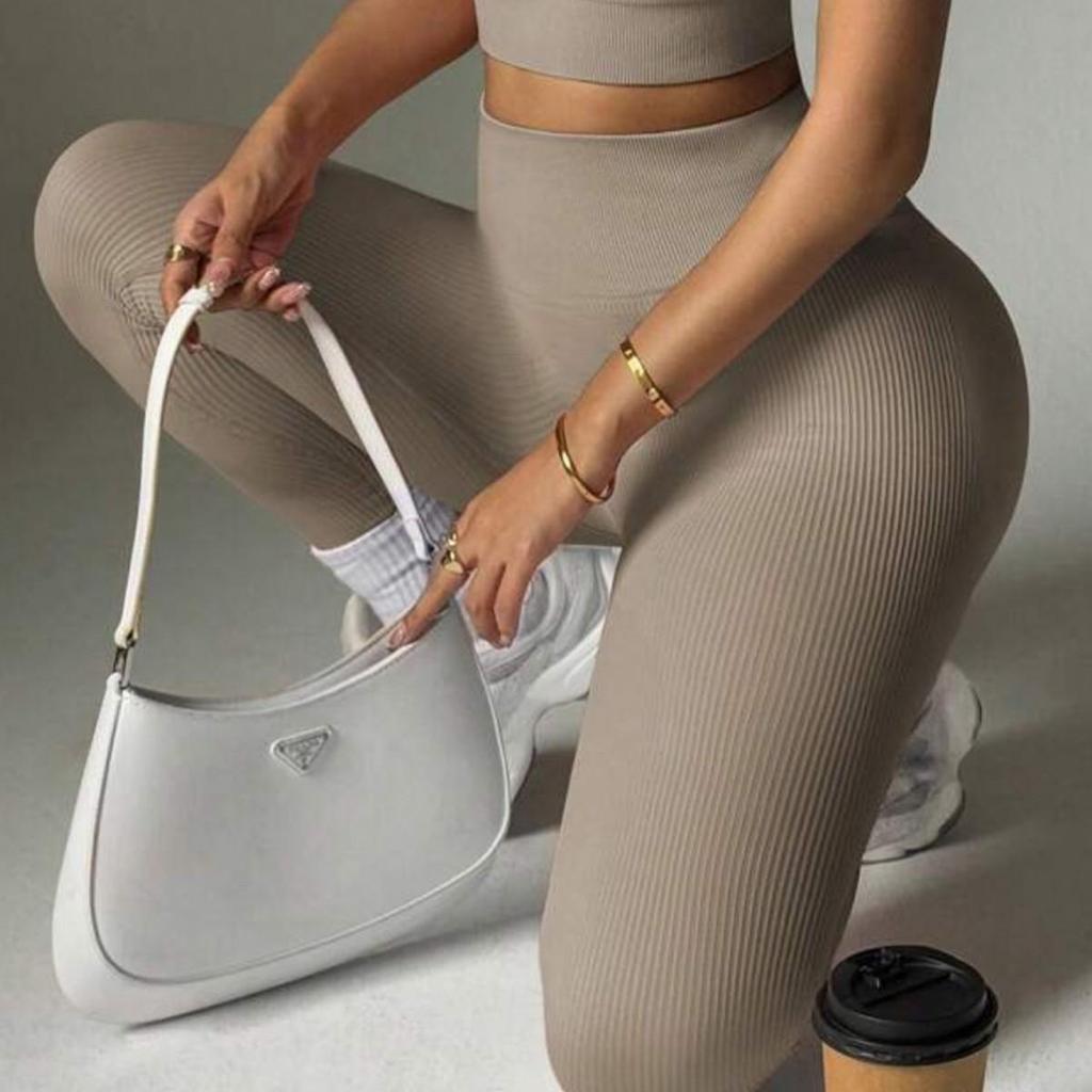 Modern Multi-color High-Waist Ribbed Yoga Pants: Elastic, Slimming, Quick-Dry, Skin-Friendly Sports Base Layer