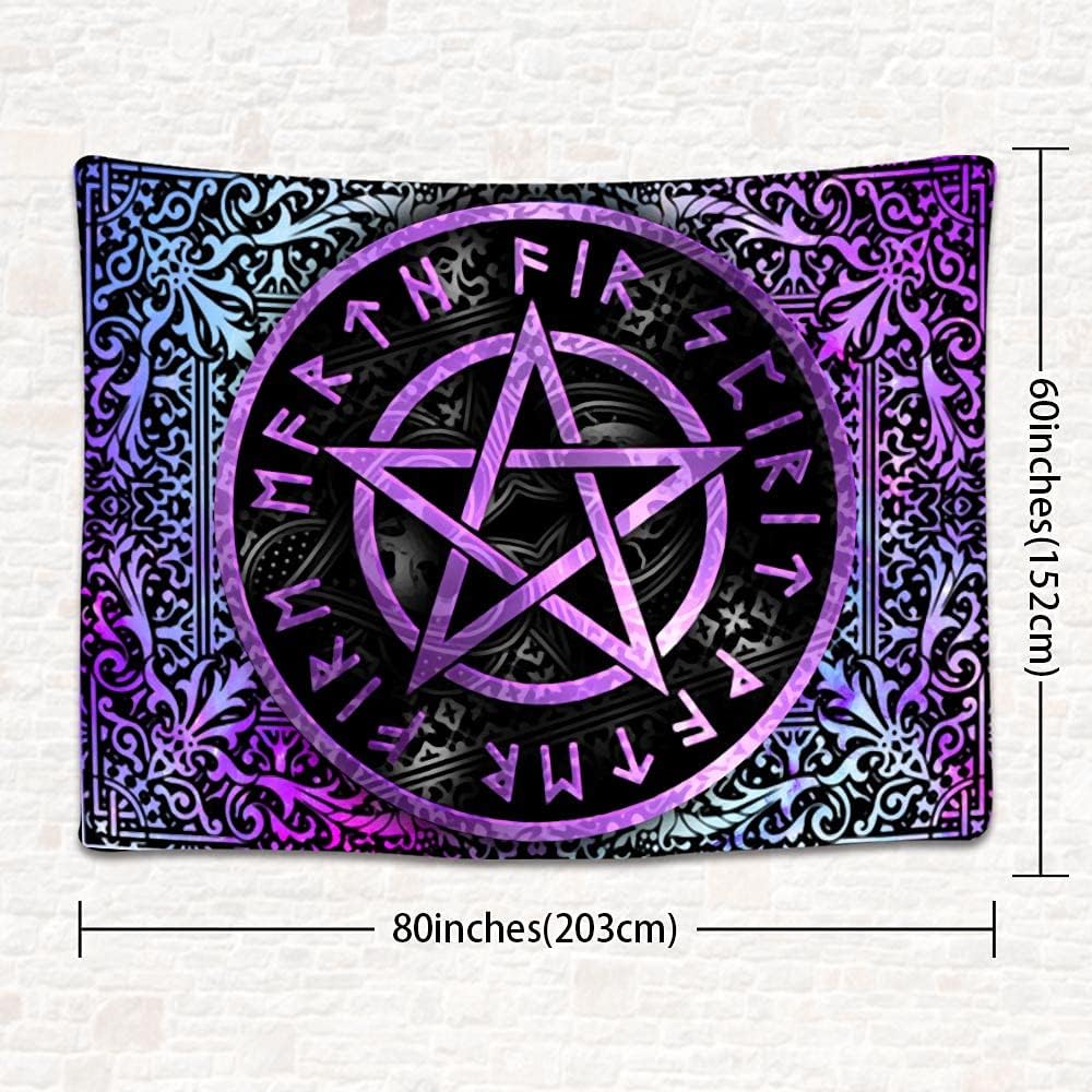 SHRAPHY Viking Tapestry 80x60 Inches Magic Pentagram Tapestry Bohemian Style Plant Patterns Wall Poster Hanging Tapestry for Living Room Bedroom