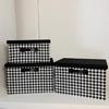 Stylish Houndstooth Pattern Foldable Storage Container Fabric Foldable Box for Space Organization In Vehicle Homes