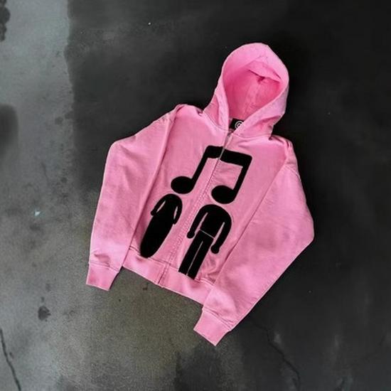 2025 Frühling/Herbst Musiker-Print Reißverschluss-Hoodie - Lockere Passform Partnerjacke