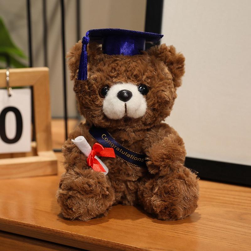 Doctor bear doll wearing doctor hat teddy bear graduation commemorative gift plush toy bear doll