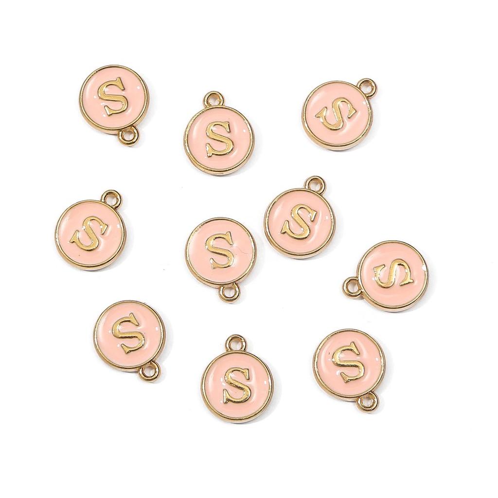 10Pcs 12x2.5mm Alphabet Double Face Charms Pendant Beads for Jewelry DIY Findings