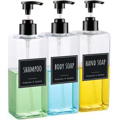 500ml Plastic Soap Dispenser with Label Modern Shampoo Container  for Bathroom Kitchen Toilet
