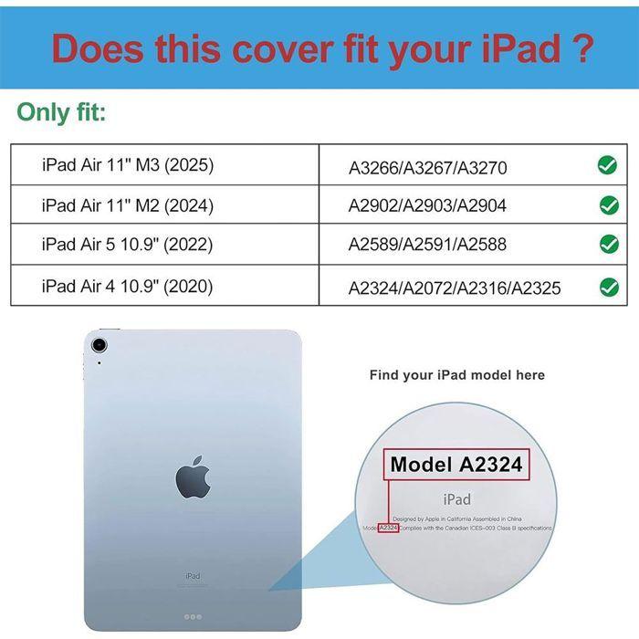 Coque Clavier pour iPad Air 11" (M3/M2) / iPad Air 4/5 10,9" - Cuir PU Bleu avec Clavier Bluetooth + Stylet + Souris