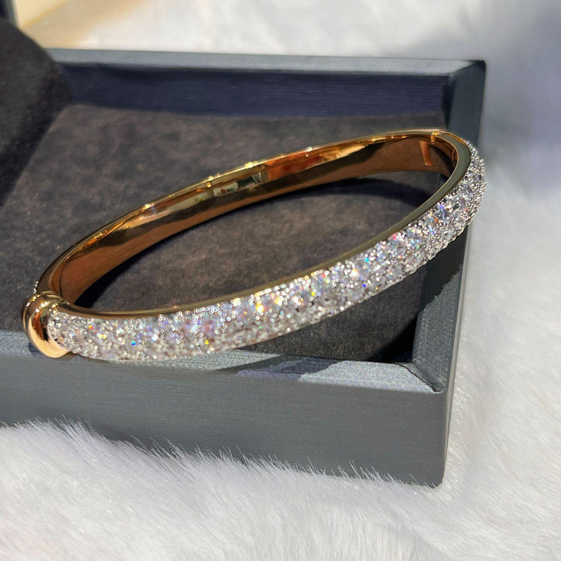 2026 Полностью Алмазный Браслет Цвета Розового Золота Раздельный Премиум Легкая Роскошь Универсальный Многослойный Браслет Ювелирные Изделия 18CM