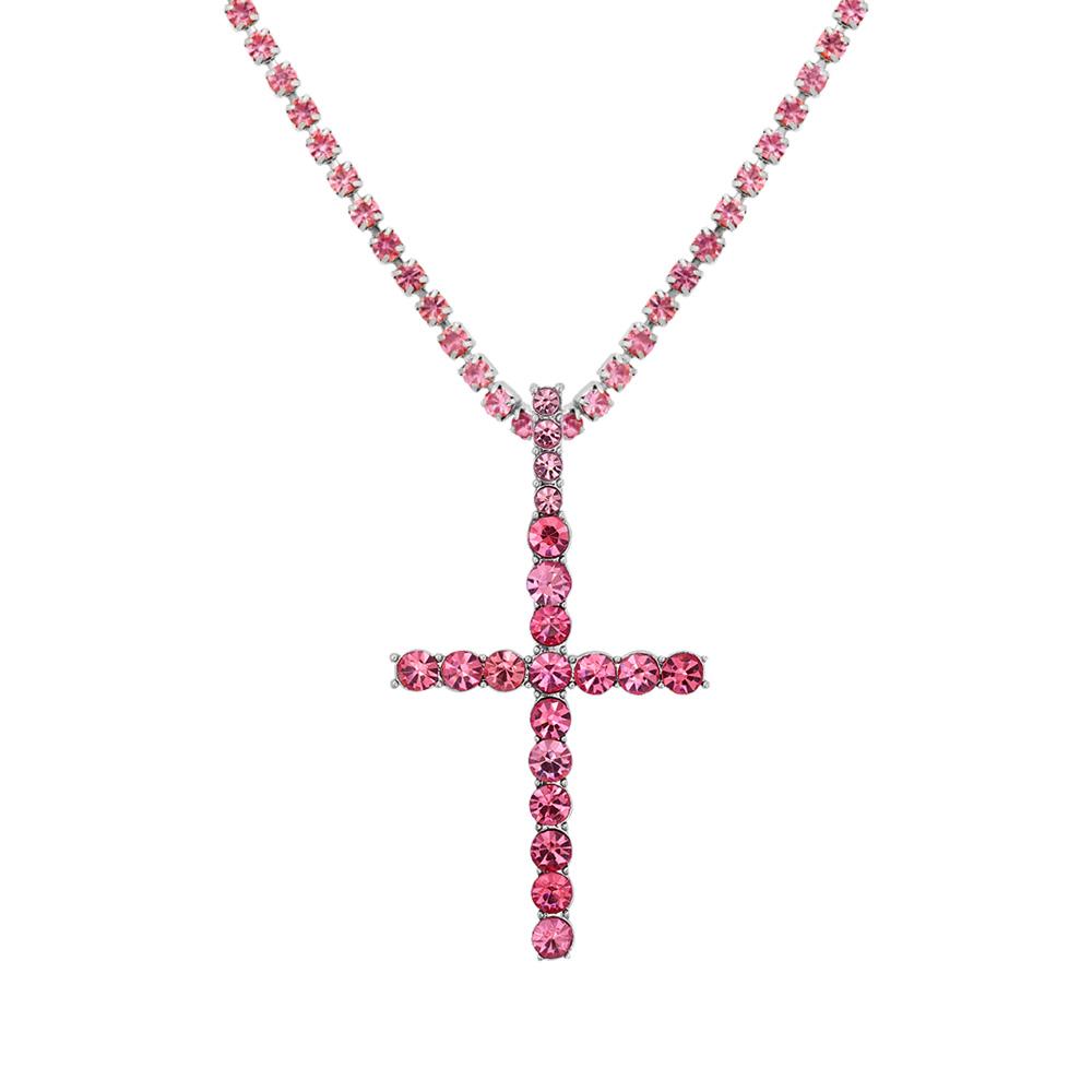 Punk Hip Hop Rhinestone Cross Pendant Necklace for Women Men Bling Iced Out Crystal Chain Choker Necklace Jewelry On The Neck