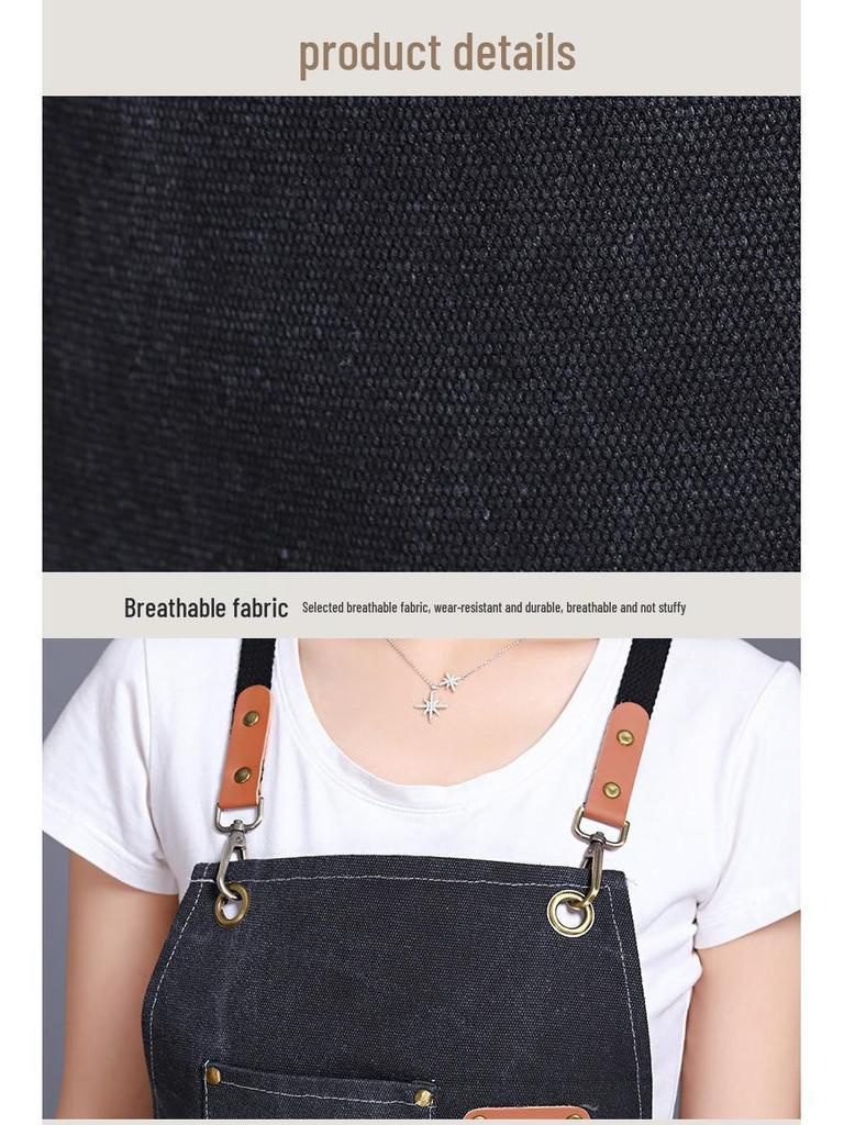 Waterproof Canvas Apron for Baking, Tea Shops, Nail Art, Florists, and Catering with Custom Logo Printing