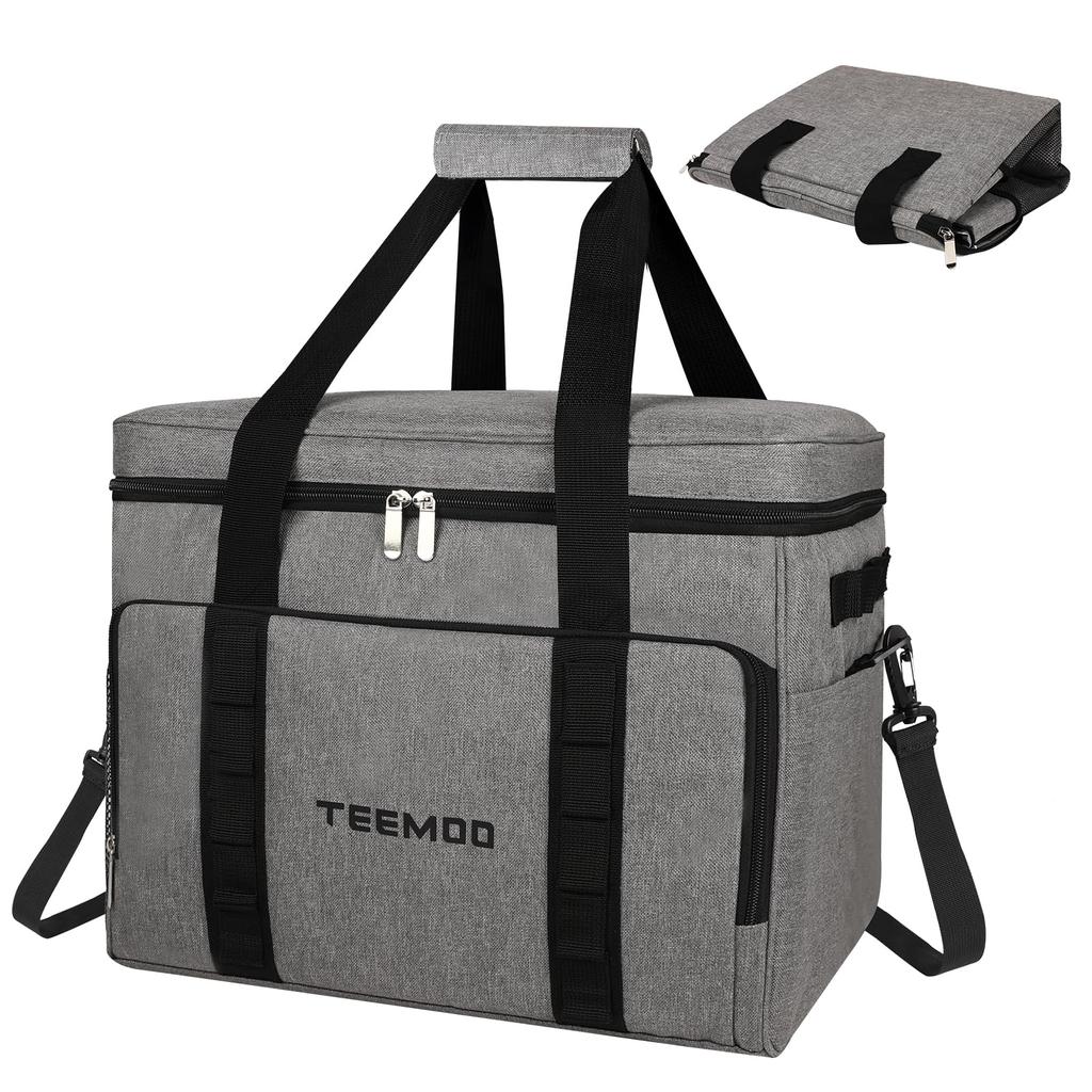 TEEMOO 33L Isolierte Kühlbox Groß Faltbar Stärkste Kühlung Kalt und Handheld oder Schulter Perfekt für Freizeit und Sport Graue Box, Kapazität, Lagerung,
