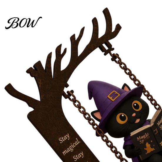 Halloween Celebration Accessories Funny Swing Ornament, Witch/Skeleton/Mummy/Pumpkin Ghost Sitting on Indoor Outdoor Decorations Reading Book Figurine