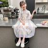Flickornas Hanfu Sommar Tang-dräkt Prinsessklänning - Kortärmad Forntida Kinesisk Stil Älvkostym