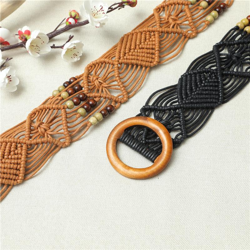 Ethnic Style Knitting Belt Chinese Knot Girls' Belt Fashion Creative Handmade DIY Skirt Belt