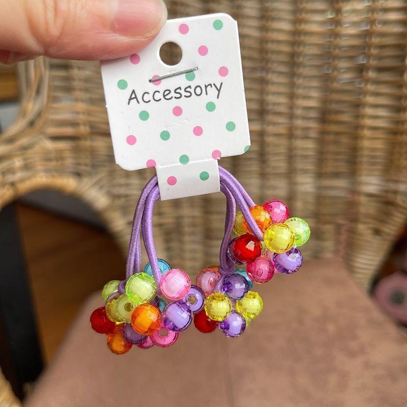 2PCS New Lovely Handmade Bead Colored Ball Girls Elastic Hair Bands Hair Accessories Children Hair Ties Baby Headwear