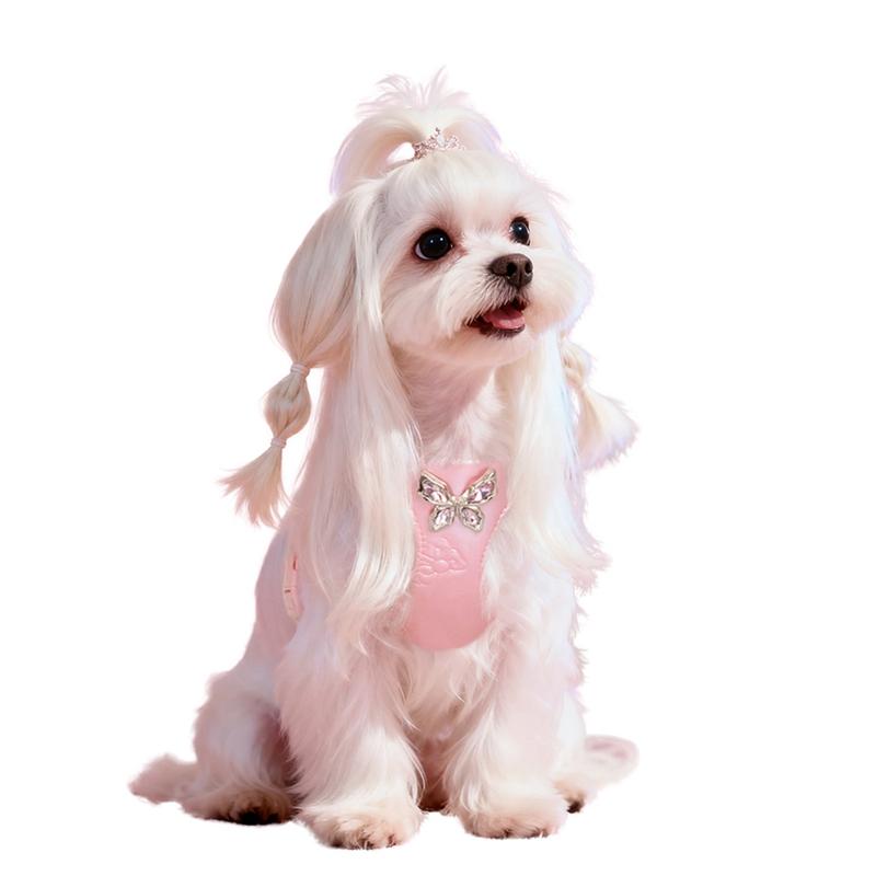 Haustier Hund Schmetterling Nieten Diamant Geschirr und Leine Prinzessinnen Stil