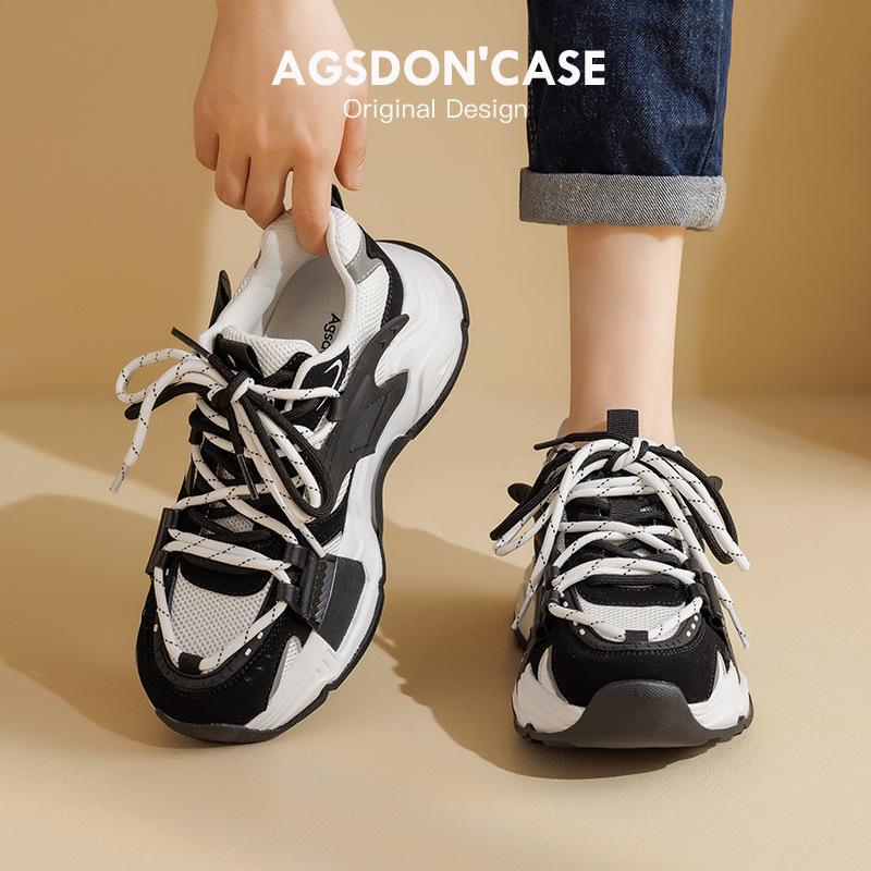 Augustine Dad Shoes Women's 2025 New Autumn Thick-soled Small Casual Sports Shoes Black and White Panda Shoes