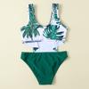 Girls' Fashion Two Pieces Swimsuit Printed Tankini Bathing Suit Ruffled Tank Top and Solid Briefs Swimwear Set Kids' Summer Beach Swimming Suit