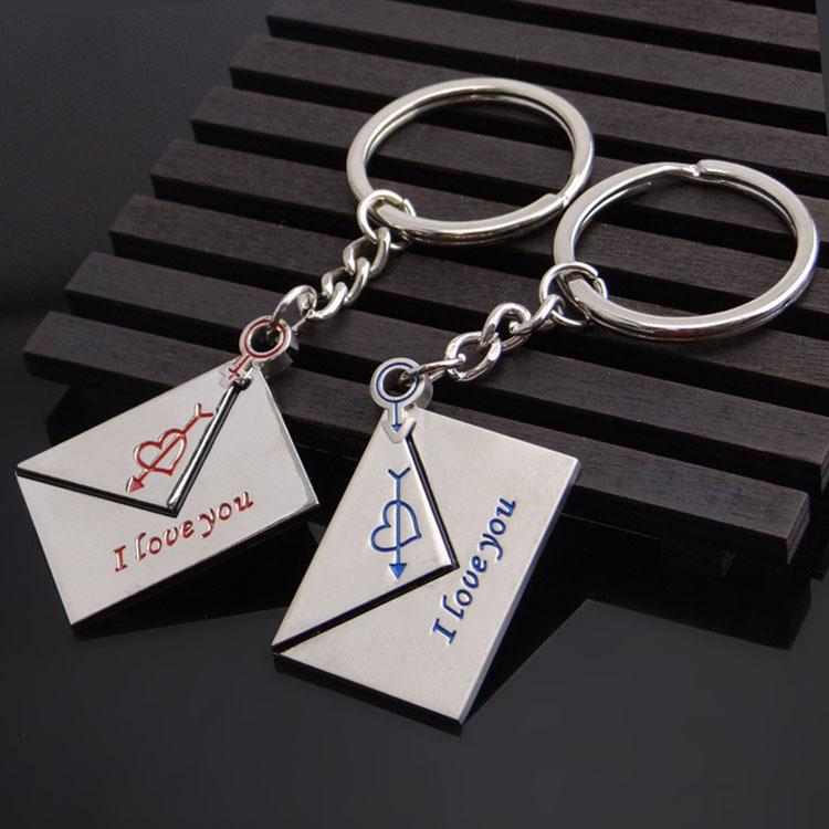 Portachiavi Coppia Con Cuore Inciso – In Acciaio Inox, Regalo Per Fidanzati E Fidanzate, 2 Pezzi