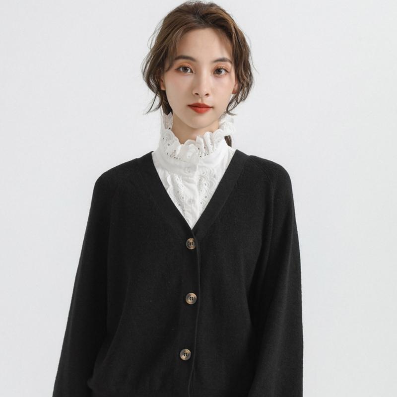 Womens Detachable Fake Collar White Blouses Half Shirt Elegant Ruffled Lace Patchwork French Style Neckwear Accessory