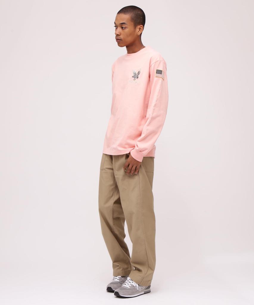 Avirex Long Sleeve Suka Embroidery Size M 090 Pink T-Shirt / Men's (783-4130009)