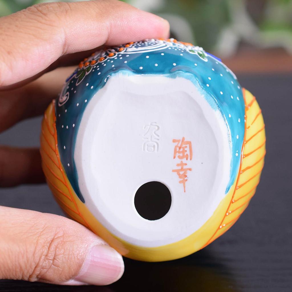 Waza no Kura Stylish Owl Figurine, Kutani Ware, Verdigris Glaze, Ceramic, Lucky Charm, High-End Brand Interior Decor Object, Perfect for 60th, 70th, 7