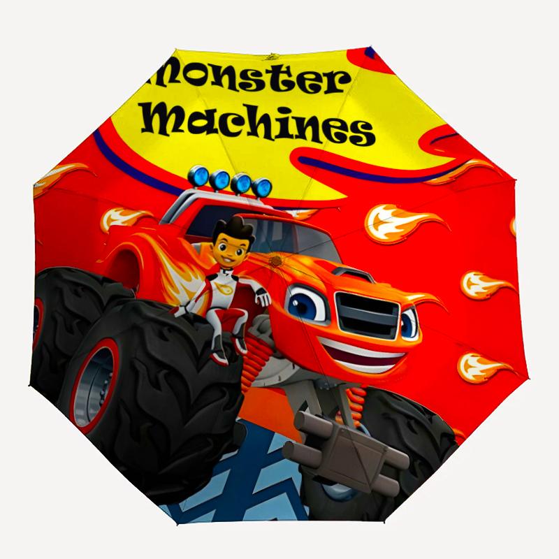 1pc Blaze and the Monster Machines (4) Umbrella, Sun Protection, And UV Shielding. It Has Eight Sturdy Ribs for Outdoor Use And Perfect Gift