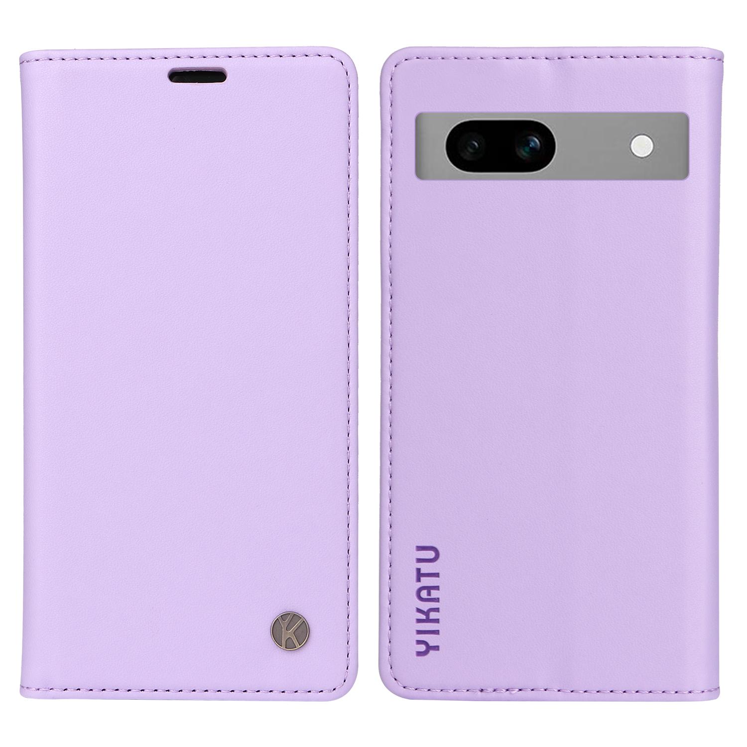 

YIKATU YK-001 For Google Pixel 7a Leather Case Magnetic Closure Ultra thin Phone Case Light Purple