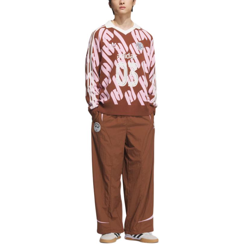 Adidas Originals Adcbc FW24 Adicolor Fall Winter Collection Fashion Comfortable Soft Pullover Sweatshirt Unisex Sweatshirt Dark-Brown Pink JL8368