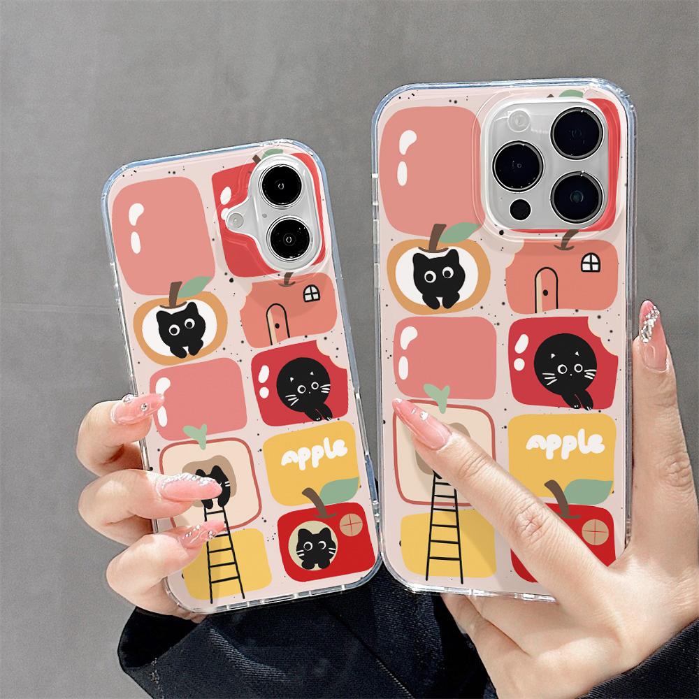 Painted Phone Case for iPhone 12 13 15 16 iPhone 16 12 13 14 15 Pro  14 15 16 Pro Max Coverage Shockproof Anti-Fingerprint Fresh Style Protective Case