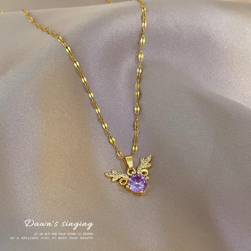 Yilu Has Your Zircon Light Luxury Temperament Gorgeous Full Diamond Necklace Female Versatile Collarbone Chain Titanium Steel Chain