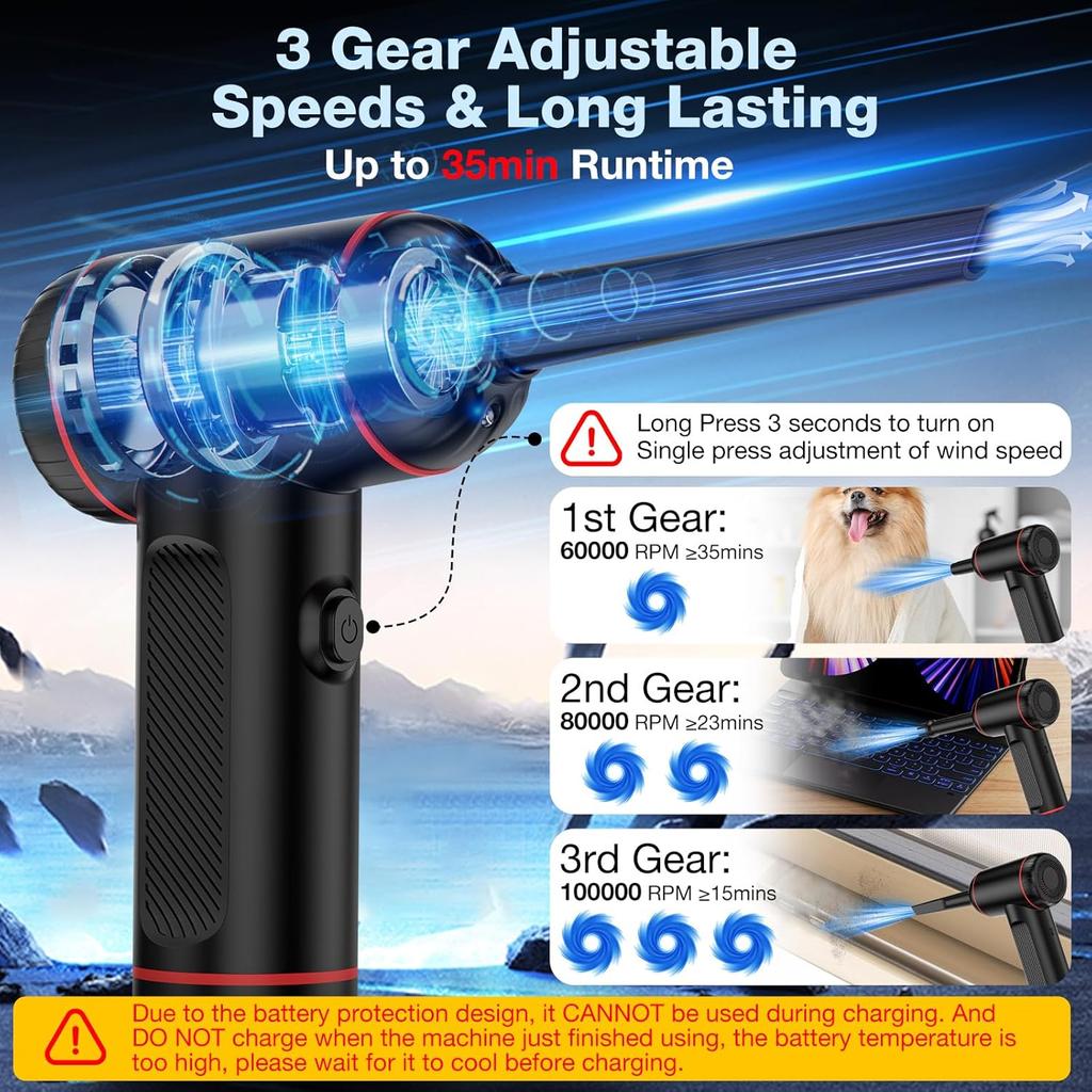 Car Vacuum Cleaner High Power Portable Handheld Wireless Brushless Motor Cleaning Machine Powerful Air Duster for Home Appliance