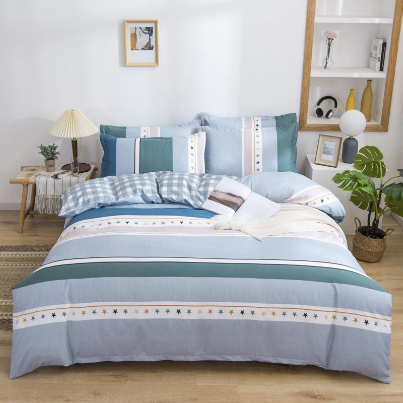 Live Stream Thickened Platinum Cotton Sanded Four-piece Set, Bed Sheet Quilt Cover, Student Dormitory Three-piece Set, Bedding