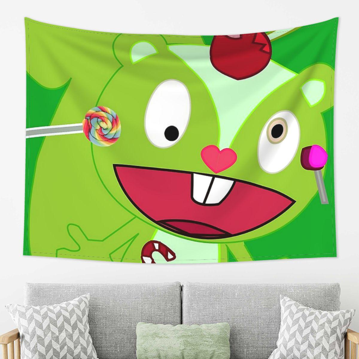 Nutty  Happy Tree Friends Tapestry Decoration Art Aesthetic Tapestries for Living Room Bedroom Home Wall Cloth Wall Hanging 74x94cm(29x37in)