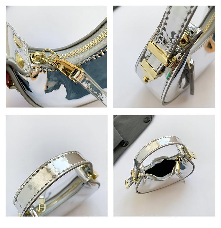 Women's Textured Crossbody Lipstick Bag: Candy Color Mini Crescent