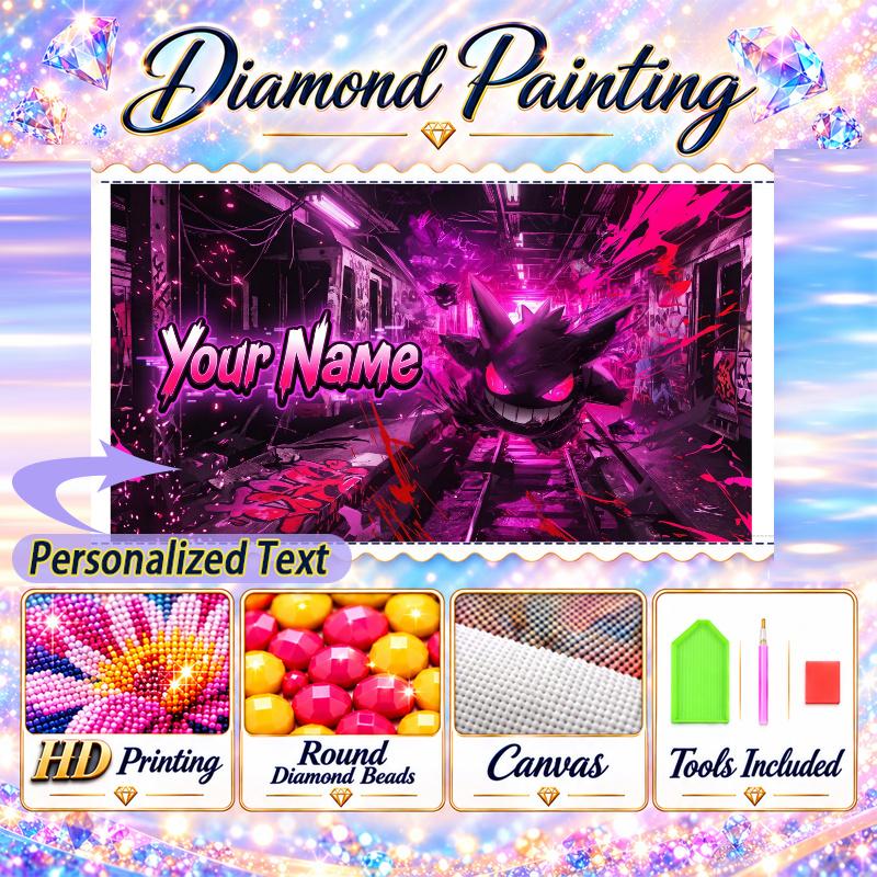 Personalized Gengar Diamond Art Custom Name 5D Diamond Painting Full Drill DIY Craft