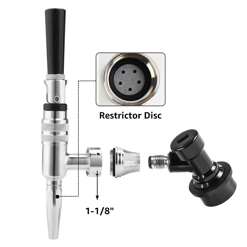 Nitro cold brew Coffee Faucet,304 Stainless Steel Coffee Tap Dispenser with Ball Lock Disconnect Connector,For Stout Beer,Coffee