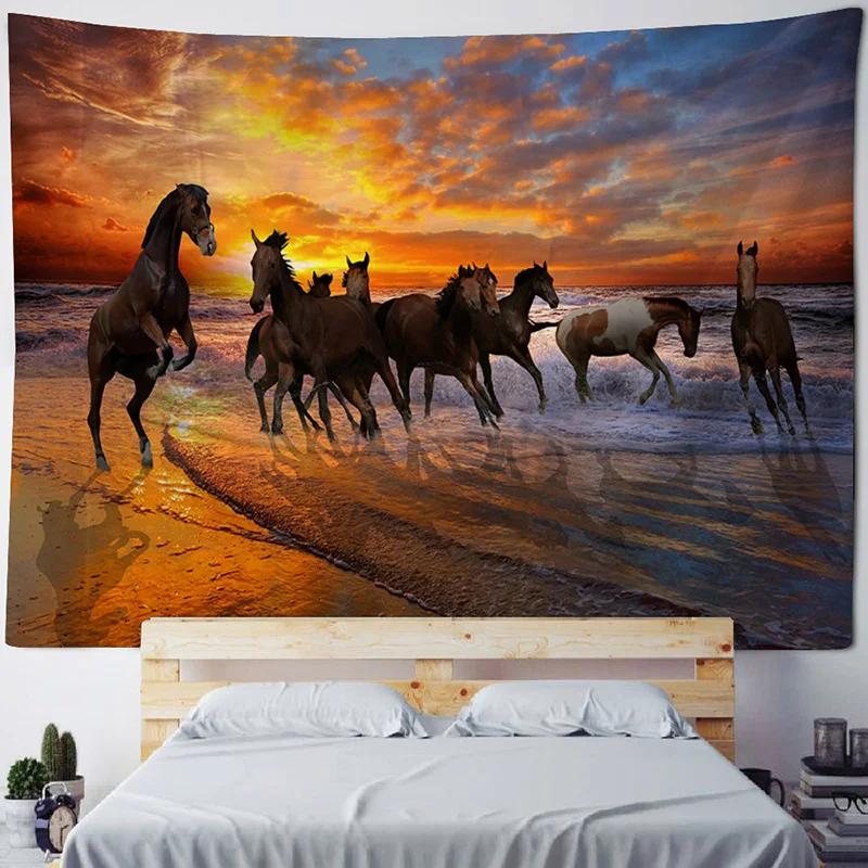 VIKAMA Mandala Tapestry 3D Horse Visual Illusion Large Geometric Wall Hanging Bohemian Hippie Home Art Decor for Bedroom