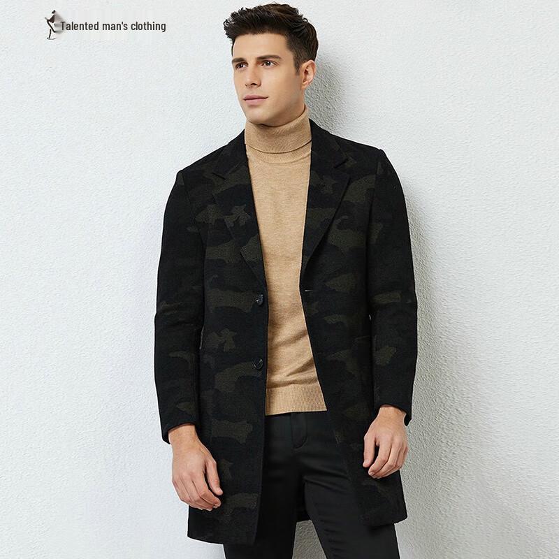 

TRIES Men s Camouflage Slim Mid-Length Overcoat 48